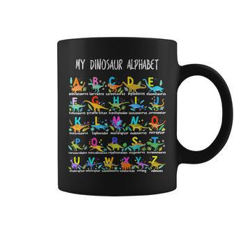Types Of Dinosaurs Alphabet Abc Back To School Student Kids Coffee Mug | Mazezy