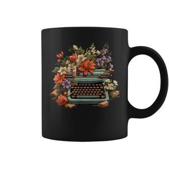 Typewriter Flowers Vintage Writer Book Authors Novelist Writer Funny Gifts Coffee Mug | Mazezy