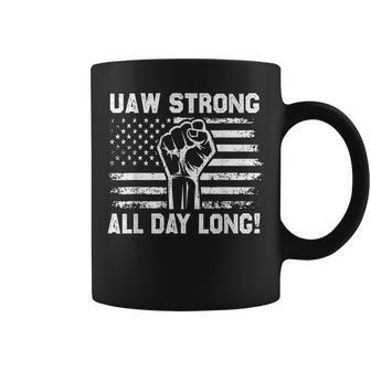 Uaw Strike Usa Flag Red United Auto Workers Picket Sign Coffee Mug - Monsterry DE