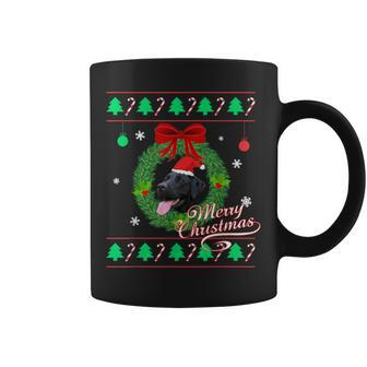 Ugly Christmas Sweater Black Lab Puppy Graphic Coffee Mug - Seseable