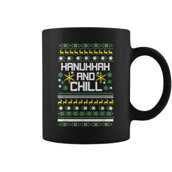 Ugly Christmas Sweater Hanukkah And Chill T Coffee Mug - Monsterry