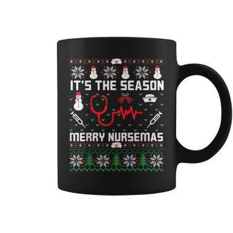 Ugly Christmas Sweater Nurse Nursing Student Merry Nursemas Coffee Mug - Monsterry UK