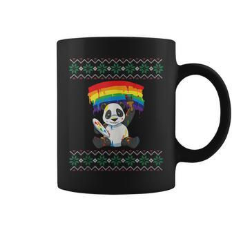 Ugly Christmas Sweater Panda Rainbow Flag Panda Bear Coffee Mug - Monsterry AU