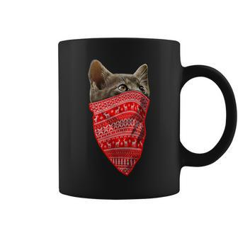 Ugly Christmas Sweater Pattern Christmas Cat For Men Coffee Mug - Monsterry AU