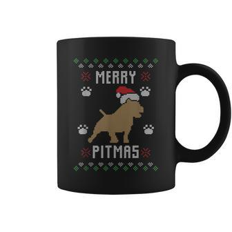 Ugly Christmas Xmas Pitbull Merry Pitmas Coffee Mug - Thegiftio UK