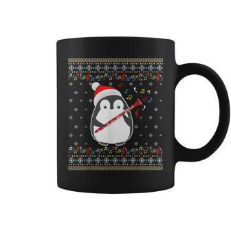 Ugly Christmas Ugly Xmas Sweater Penguin Clarinet Player Coffee Mug | Mazezy