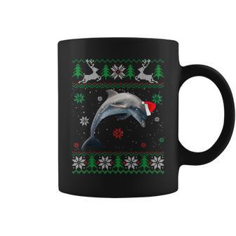 Ugly Sweater Christmas Dolphin Lover Santa Hat Animals Coffee Mug | Mazezy