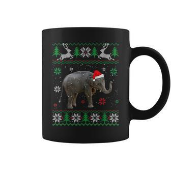 Ugly Sweater Christmas Elephant Lover Santa Hat Animals Coffee Mug - Monsterry UK