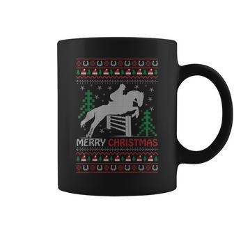 Ugly Sweater Christmas Horse Riding Rider Horses Lovers Coffee Mug | Mazezy