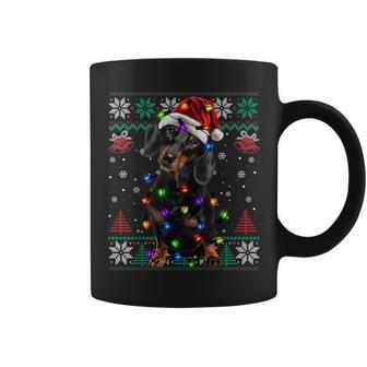 Ugly Sweater Christmas Lights Dachshund Dog Lover Coffee Mug - Seseable