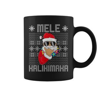 Ugly Sweater Christmas Mele Kalikimaka Apparel Shaka Santa Coffee Mug - Seseable