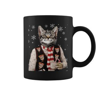 Ugly Sweater Party Hipster Cat Coffee Mug - Monsterry DE