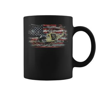 Uh-1 Huey Helicopter American Flag Veteran Coffee Mug | Mazezy