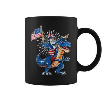 Uncle Sam Riding A Dinosaur 4Th Of July American Flag Coffee Mug | Mazezy