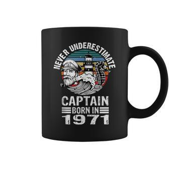 Never Underestimate Captain Born In 1971 Captain Sailing Coffee Mug | Mazezy