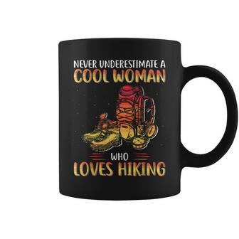 Never Underestimate A Cool Woman Who Loves Hiking Coffee Mug - Thegiftio UK