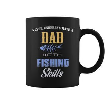 Never Underestimate A Dad Fishing Father's Day Coffee Mug - Seseable
