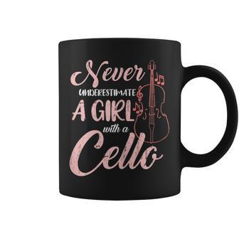 Never Underestimate A Girl With A Cello Vintage Coffee Mug | Mazezy