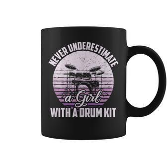Never Underestimate A Girl With A Drum Kit Drummer Girl Coffee Mug - Thegiftio UK