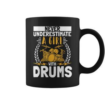 Never Underestimate A Girl With Drums Drummer Drumsticks Coffee Mug - Monsterry AU
