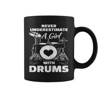 Never Underestimate A Girl With Drums Music For A Drummer Coffee Mug | Mazezy