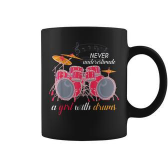 Never Underestimate A Girl With Drums Music Drummer Coffee Mug - Monsterry AU