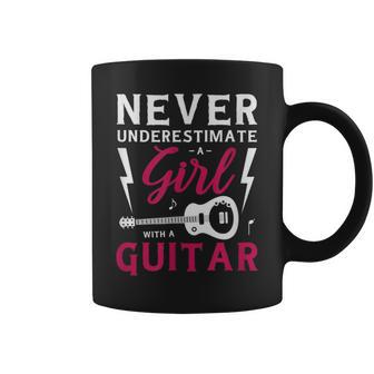 Never Underestimate A Girl With A Guitar Coffee Mug | Mazezy
