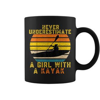 Never Underestimate A Girl With A Kayak Vintage Kayaking Coffee Mug - Monsterry UK