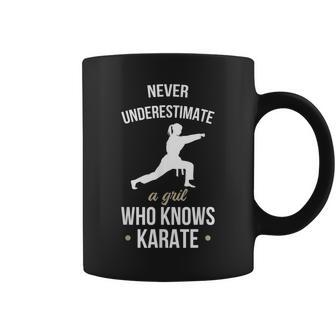 Never Underestimate A Girl Who Knows Karate Martial Arts Coffee Mug - Seseable