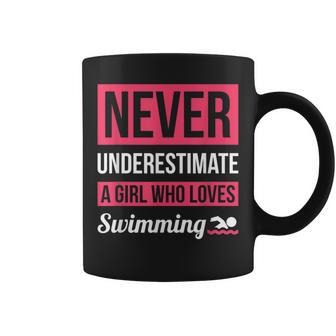 Never Underestimate A Girl Who Loves Swimming Swimmer Coffee Mug - Seseable