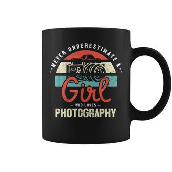 Never Underestimate A Girl Who Photography Photographer Coffee Mug | Mazezy