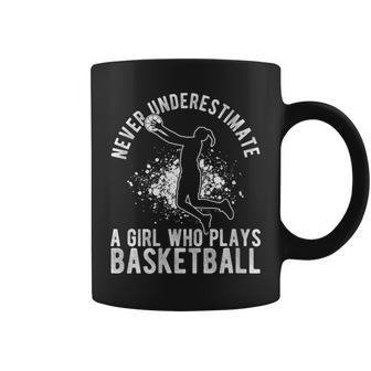Never Underestimate A Girl Who Plays Basketball Coach Coffee Mug - Thegiftio UK