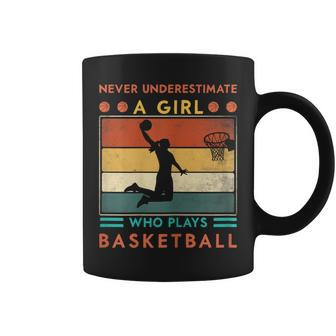 Never Underestimate A Girl Who Plays Basketball Girls Coffee Mug | Mazezy