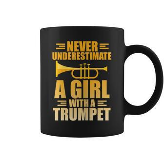 Never Underestimate A Girl With A Trumpet Trumpeter Player Coffee Mug - Monsterry