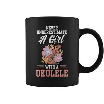 Never Underestimate A Girl With A Ukulele Coffee Mug | Mazezy