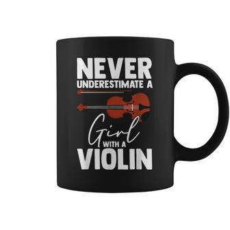 Never Underestimate A Girl With Violin Girl Coffee Mug | Mazezy