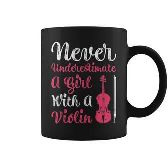Never Underestimate A Girl With A Violin For Girls Coffee Mug - Monsterry AU