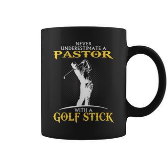 Never Underestimate Golfing Pastor Coffee Mug - Seseable