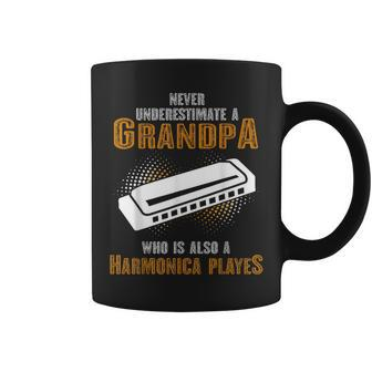 Never Underestimate Grandpa Who Is Also A Harmonica Player Coffee Mug | Mazezy
