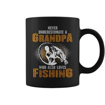 Never Underestimate Grandpa Who Is Also Loves Fishing Coffee Mug | Mazezy