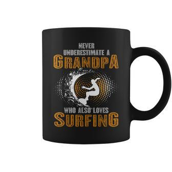 Never Underestimate Grandpa Who Is Also Loves Surfing Coffee Mug | Mazezy