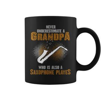 Never Underestimate Grandpa Who Is Also A Saxophone Player Coffee Mug | Mazezy