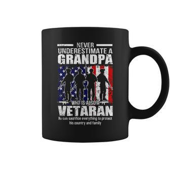 Never Underestimate Grandpa Who Is Also Veteran Grandpa Coffee Mug | Mazezy