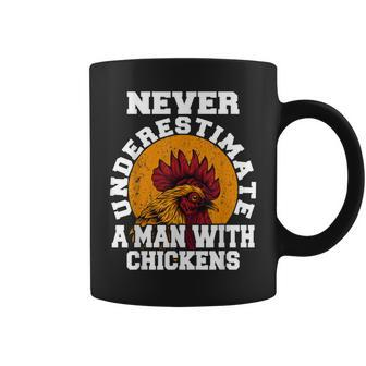 Never Underestimate A Man With Chickens Farmer Chicken Coffee Mug - Thegiftio UK