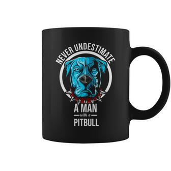 Never Underestimate A Man With A Pitbull Dog Apparel Coffee Mug - Seseable