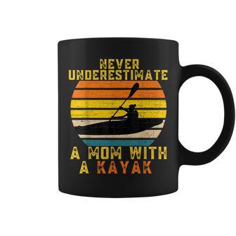 Never Underestimate A Mom With A Kayak Vintage Kayaking Coffee Mug - Monsterry