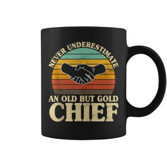 Never Underestimate An Old Chief Police Officer Sheriff Coffee Mug - Monsterry DE