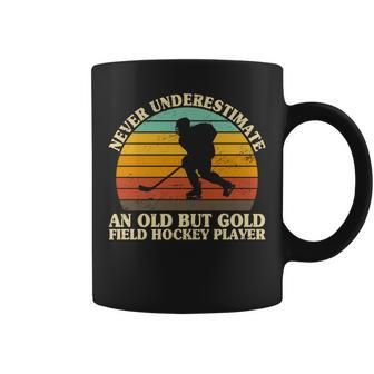 Never Underestimate An Old Field Hockey Player Goalie Coffee Mug - Monsterry