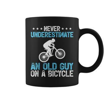 Never Underestimate An Old Guy On A Bicycle Cycling Biker Coffee Mug - Seseable