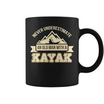 Never Underestimate An Old Guy With A Kayak Best Coffee Mug | Mazezy